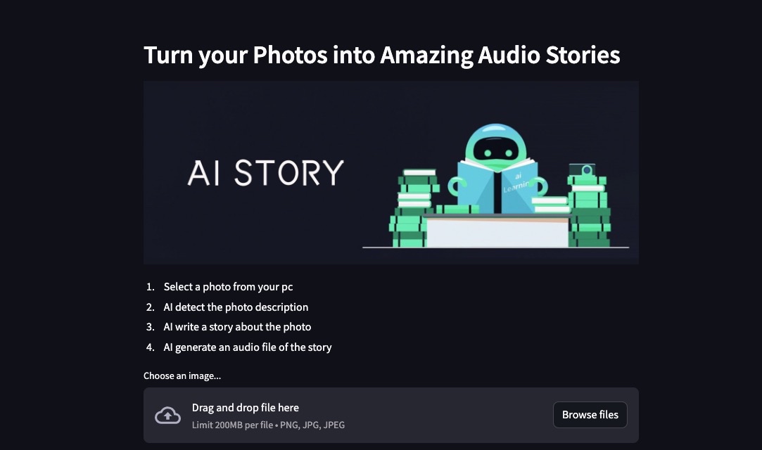 利用Streamlit 和 Hugging Face 创建免费AI故事机效果